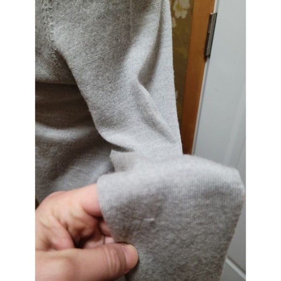 Talbots‎ Women's Cardigan XS Gray Neutral Merino Wool Long Open Front Side Slits - Picture 3 of 5